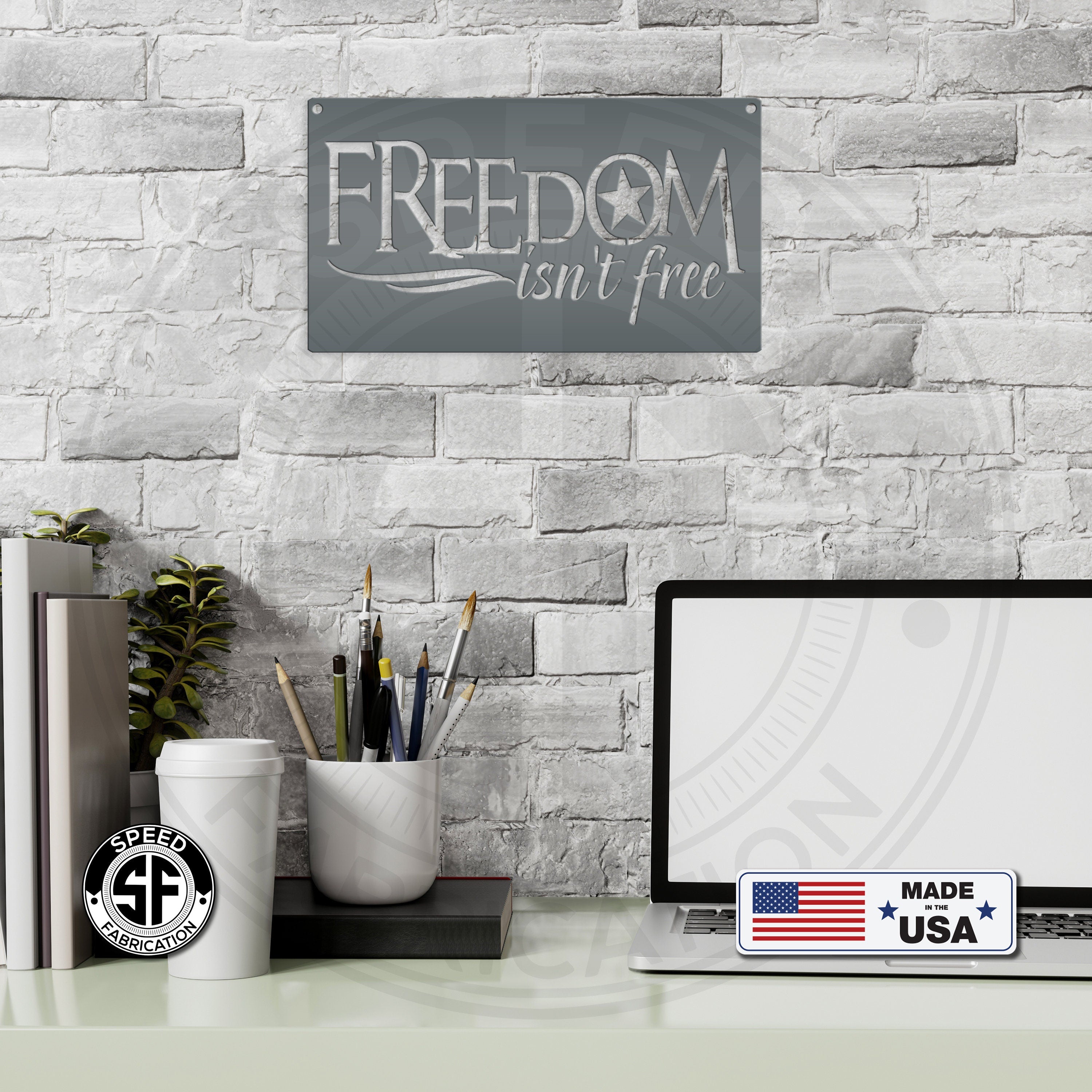 Freedom Isnt Free Stencil for Wood American Flags, Metal Router