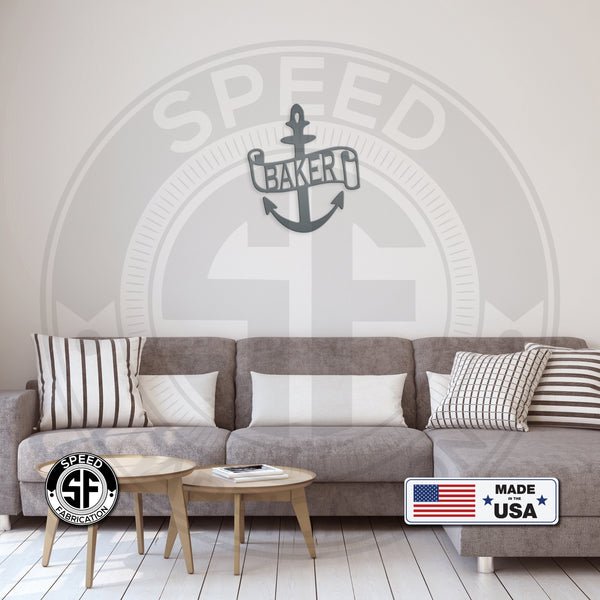 Personalized Anchor Monogram Metal Sign