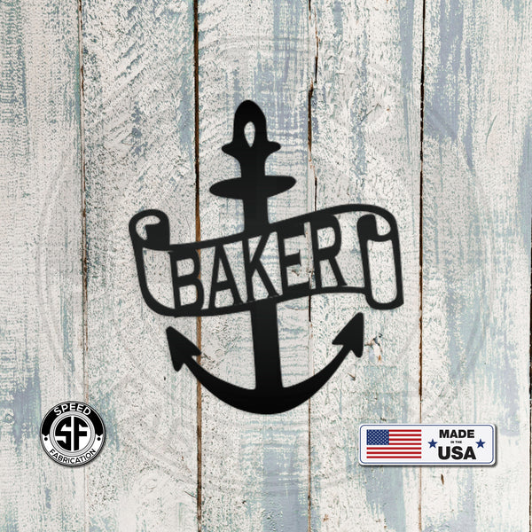 Personalized Anchor Monogram Metal Sign