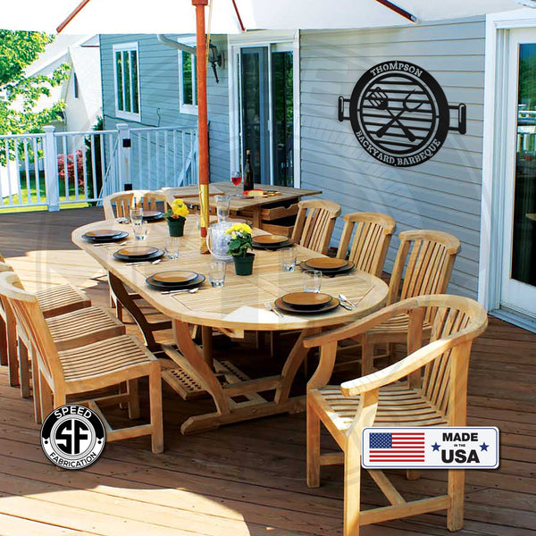 Personalized Name Backyard Barbeque Metal Sign