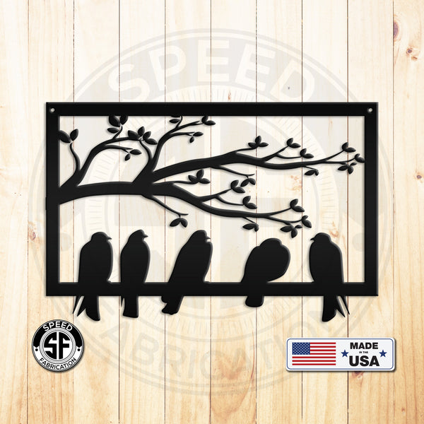 Birds On A Branch Metal Sign