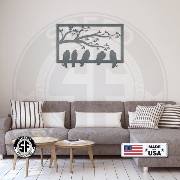 Birds On A Branch Metal Sign