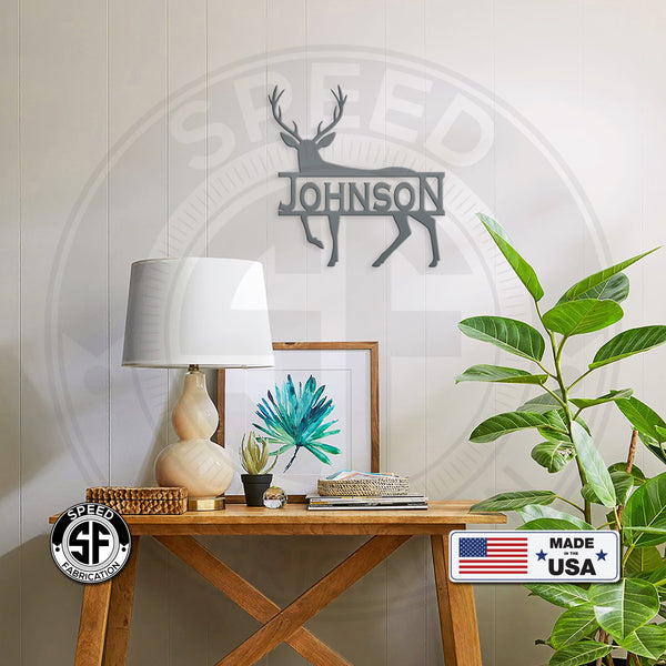 Personalized Deer Monogram Metal Sign