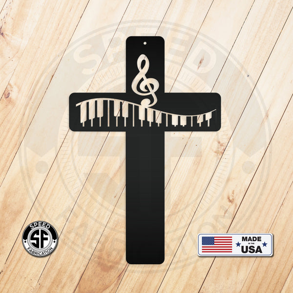 Music Cross Metal Sign