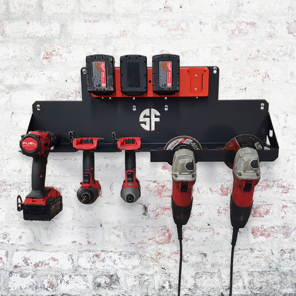 Power Tool Organizer Rack for Drivers and Grinders, Includes Battery Rack 