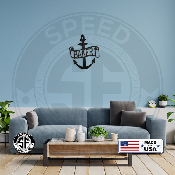 Personalized Anchor Monogram Metal Sign