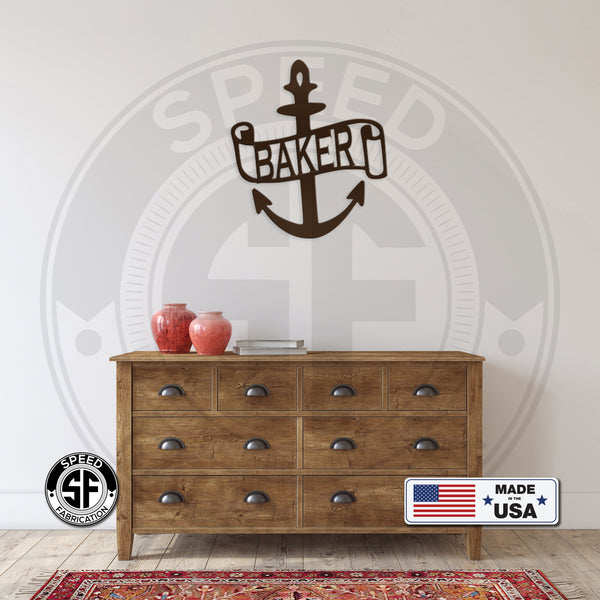 Personalized Anchor Monogram Metal Sign