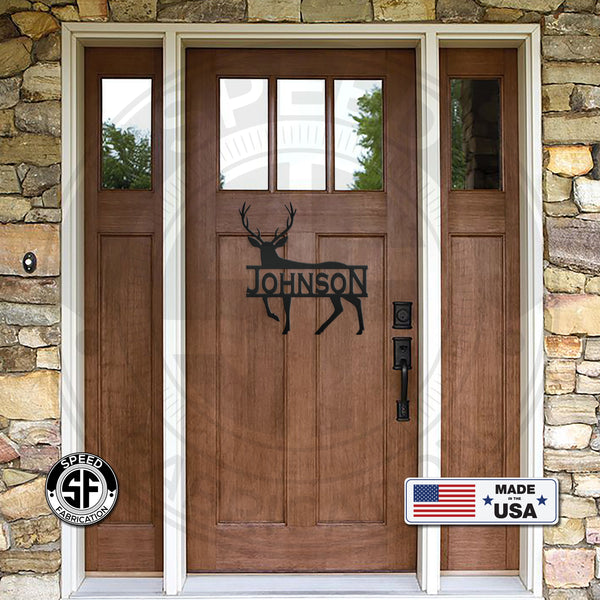 Personalized Deer Monogram Metal Sign