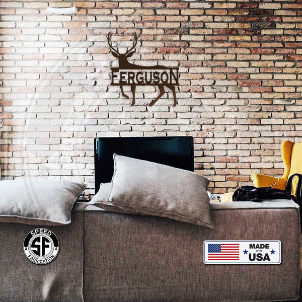 Personalized Deer Monogram Metal Sign