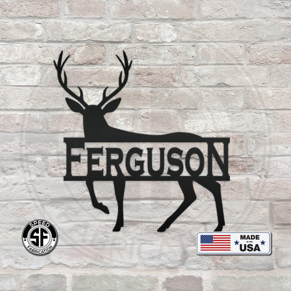 Personalized Deer Monogram Metal Sign