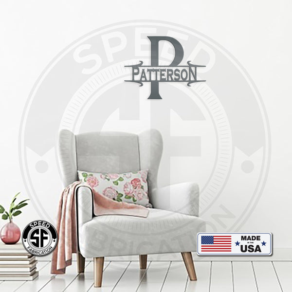 Personalized Gothic Monogram Metal Sign