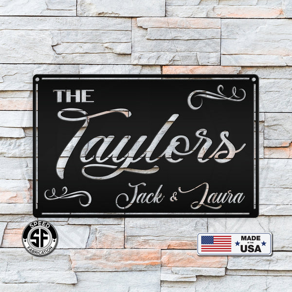 Personalized Family Name Square Metal Sign