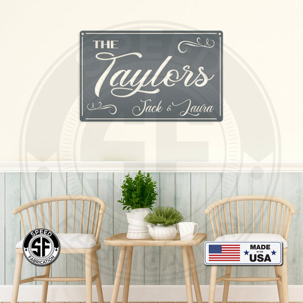 Personalized Family Name Square Metal Sign