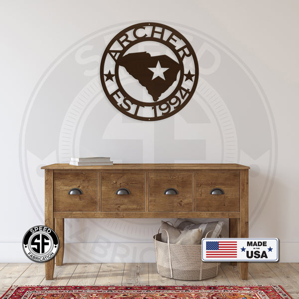 State Sign with Last Name - Choose Your State