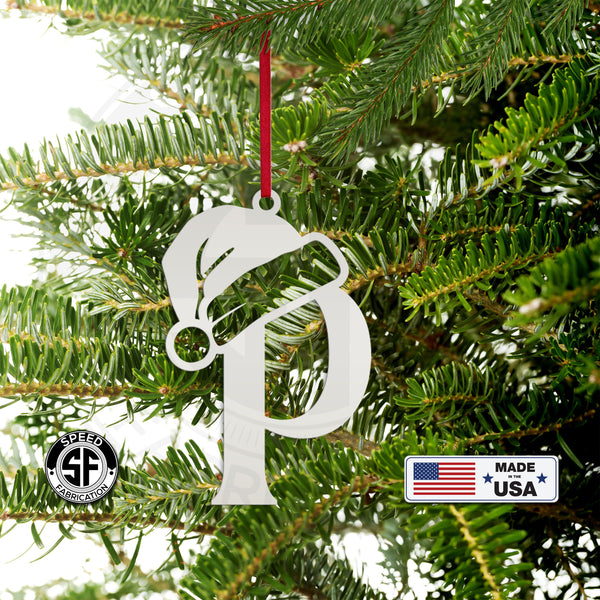 Santa Hat Monogram Letter Metal Christmas/Holiday Ornament