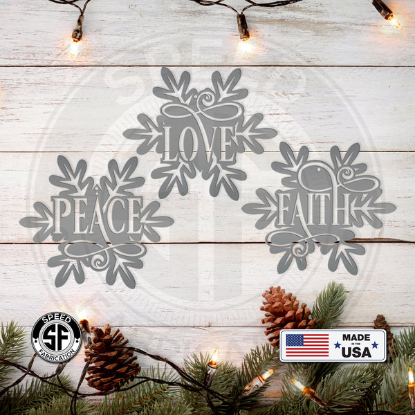 Snowflake with Inspirational Words Metal Christmas/Holiday Ornament