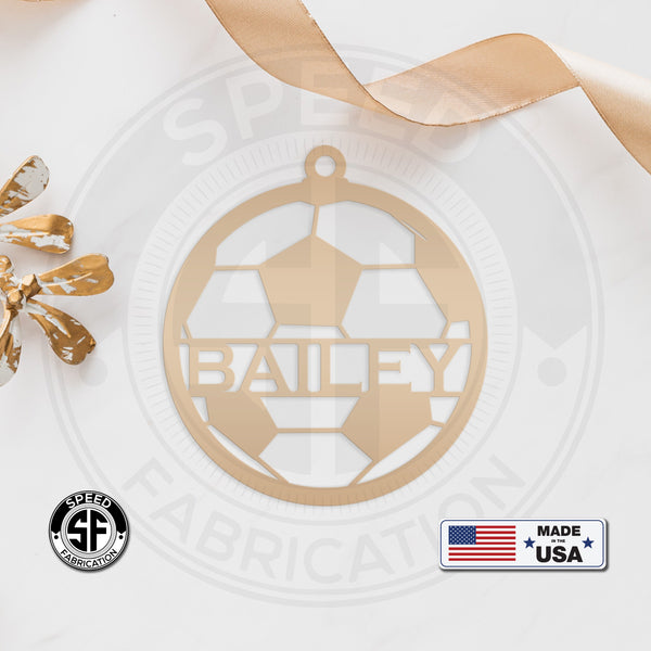Personalized Soccer Metal Christmas/Holiday Ornament