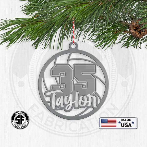 Personalized Volleyball and Number Metal Christmas/Holiday Ornament