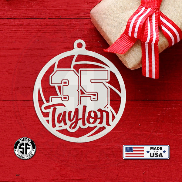 Personalized Volleyball and Number Metal Christmas/Holiday Ornament