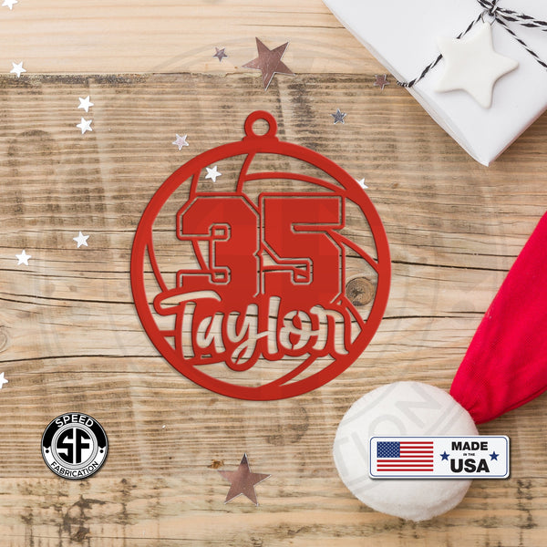 Personalized Volleyball and Number Metal Christmas/Holiday Ornament