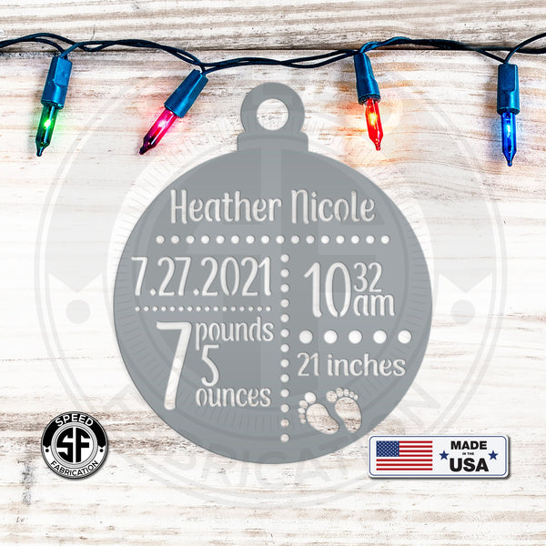 Personalized Baby Announcement Metal Christmas/Holiday Ornament