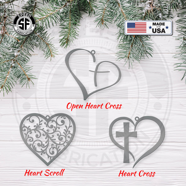 Assorted Heart Metal Christmas/Holiday Ornaments