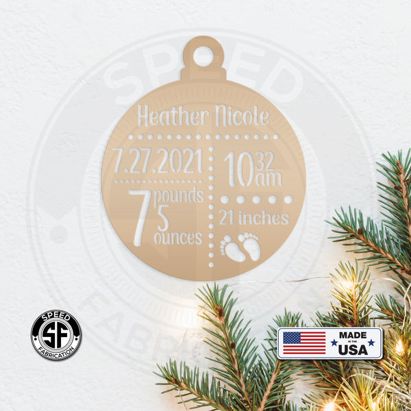 Personalized Baby Announcement Metal Christmas/Holiday Ornament