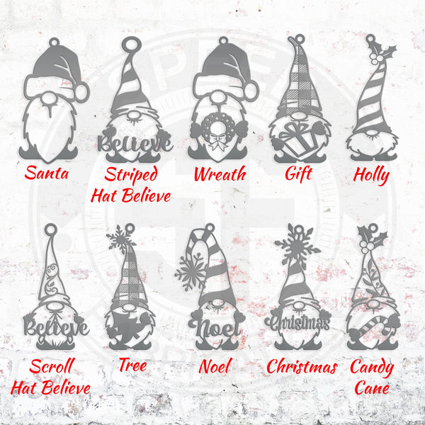 Assorted Gnomes Metal Christmas/Holiday Ornaments