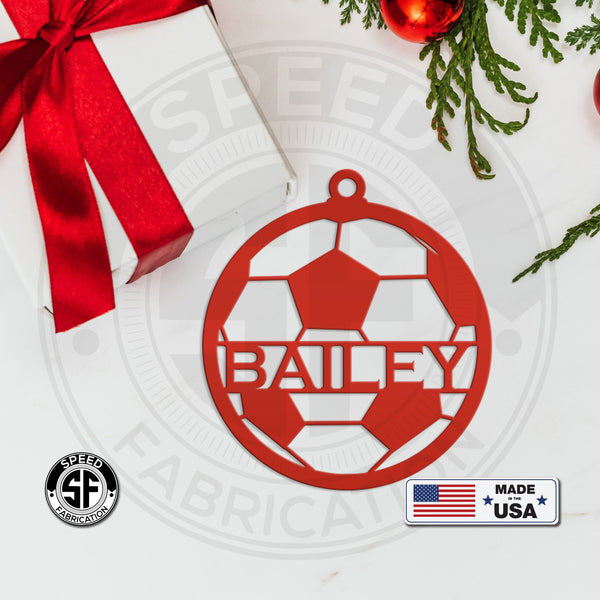 Personalized Soccer Metal Christmas/Holiday Ornament