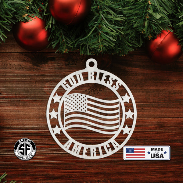 Assorted Patriotic American Veteran Metal Christmas Ornament
