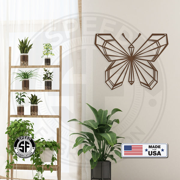 Geometric, Polygonal, Minimalistic Butterfly Home Decor Metal Sign