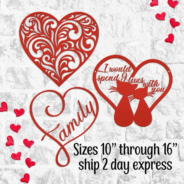 Assorted Red Valentine Hearts / Valentine Gift Metal Signs