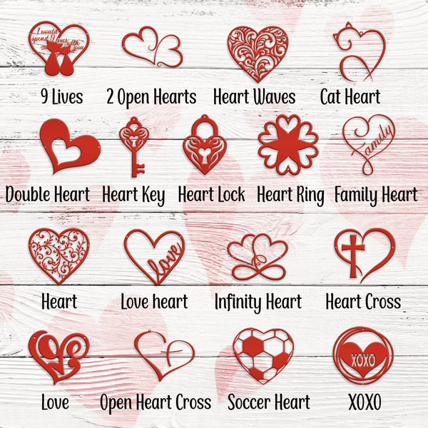 Assorted Red Valentine Hearts / Valentine Gift Metal Signs