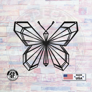 Geometric, Polygonal, Minimalistic Butterfly Home Decor Metal Sign