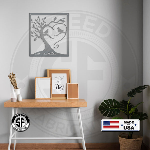 Decorative Tree with Birds Square Metal Sign