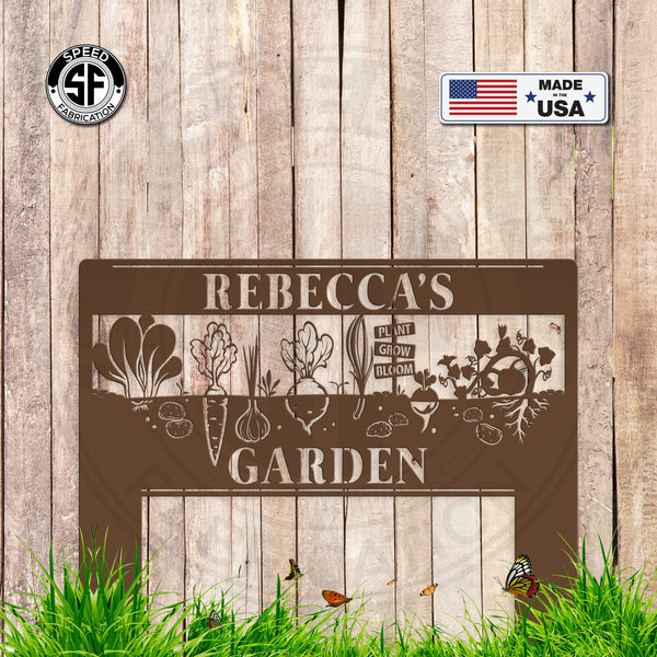 Personalized Vegetable Garden Metal Yard Stake Sign