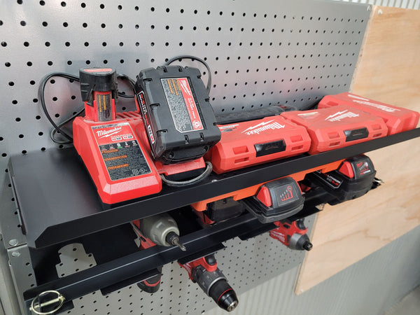Work Trailer Cordless Drill Organizer With  Locking Bar and Battery Rack - Universal Brands