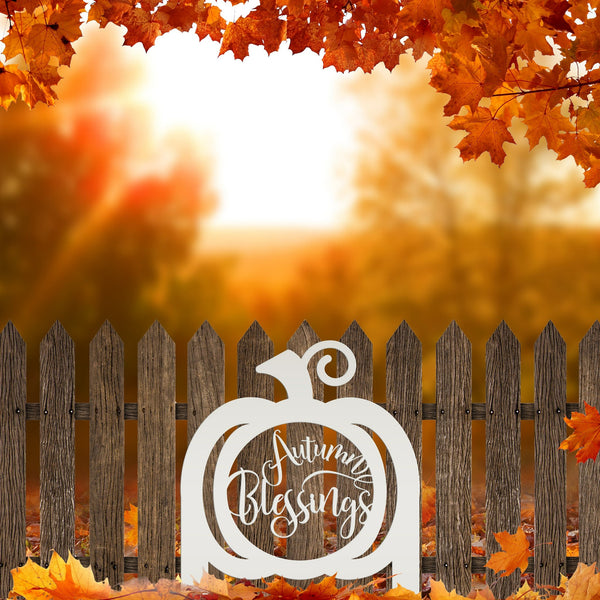 Pumpkin Autumn Blessings Metal Yard Stake - Fall Decor