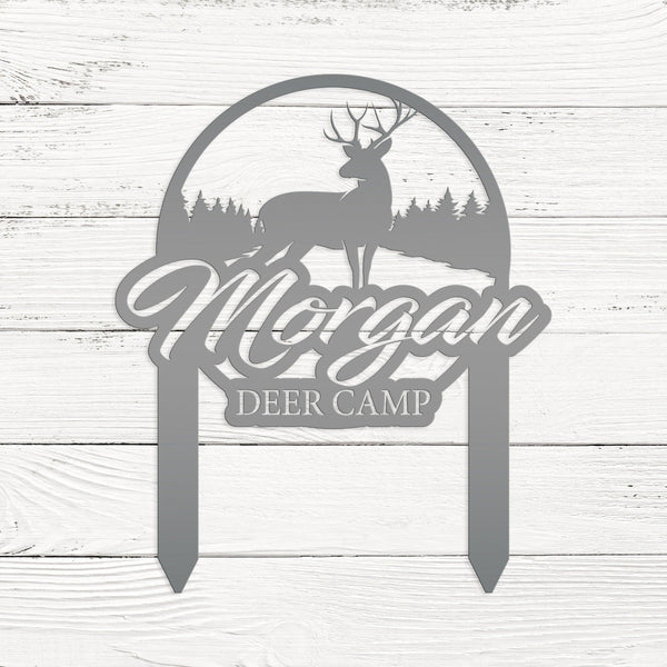 Custom Deer Camp Laser Cut Metal Yard Stake - Your Own Wording