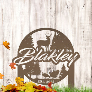 Custom Deer and Turkey Metal Yard Stake - Your Wording Custom Lawn Sign - Precision Laser Cut