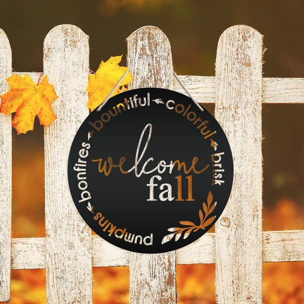 Round Welcome Sign for Fall - Autumn Decor - Door Sign For Fall