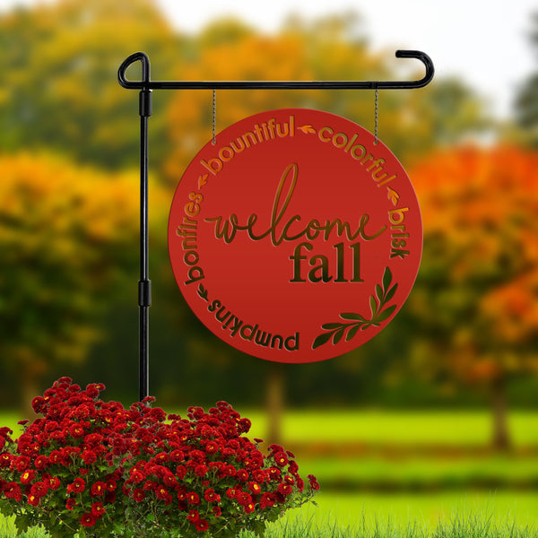 Round Welcome Sign for Fall - Autumn Decor - Door Sign For Fall