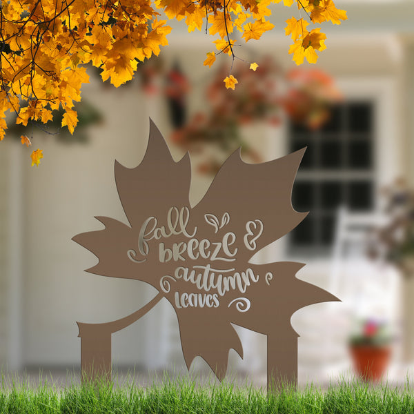 Fall Breeze Autumn Leaves Yard Decoration-Fall Yard Decorations -Outdoor Decorations-Metal Yard Stake