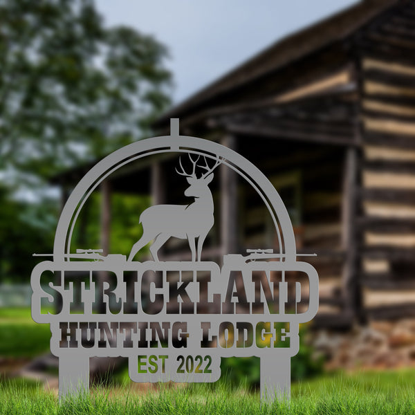 Personalized Deer Lodge Yard Stake - Make Your Own Wording