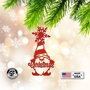 Christmas Gnome Metal Ornament - Holiday Decor