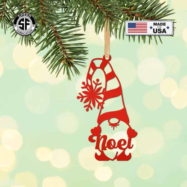 Metal Noel Gnome Ornament - Metal Noel Holiday Decor