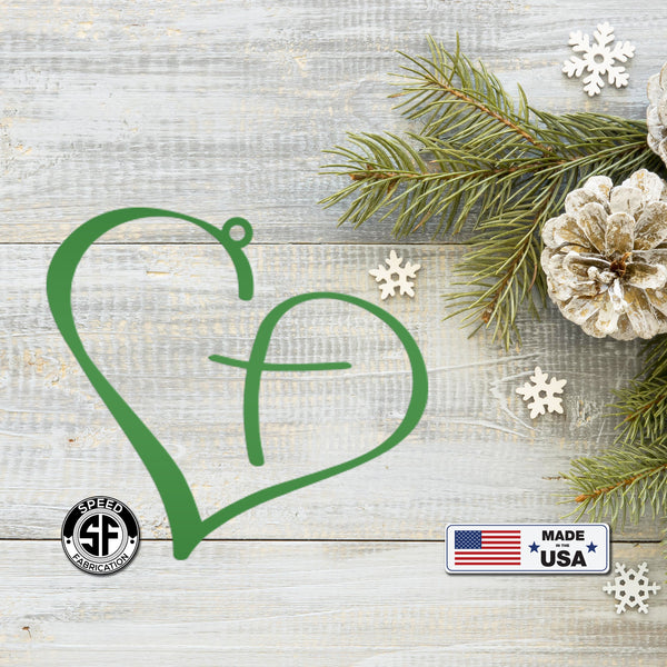Metal Heart Cross Ornament, Christian Holiday Decor, Gift topper