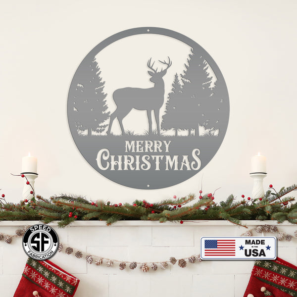 Metal Merry Christmas Deer Sign, Outdoor Holiday Sign, Indoor Christmas Decor