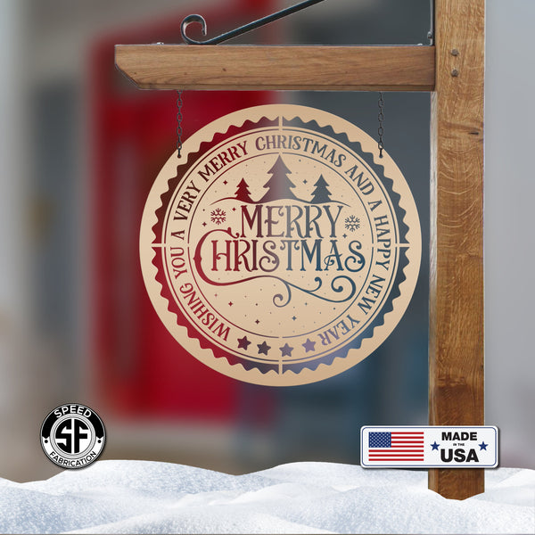Decorative Merry Christmas Metal Sign - Holiday Decor