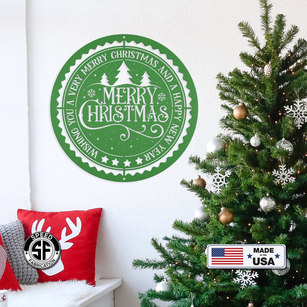 Decorative Merry Christmas Metal Sign - Holiday Decor